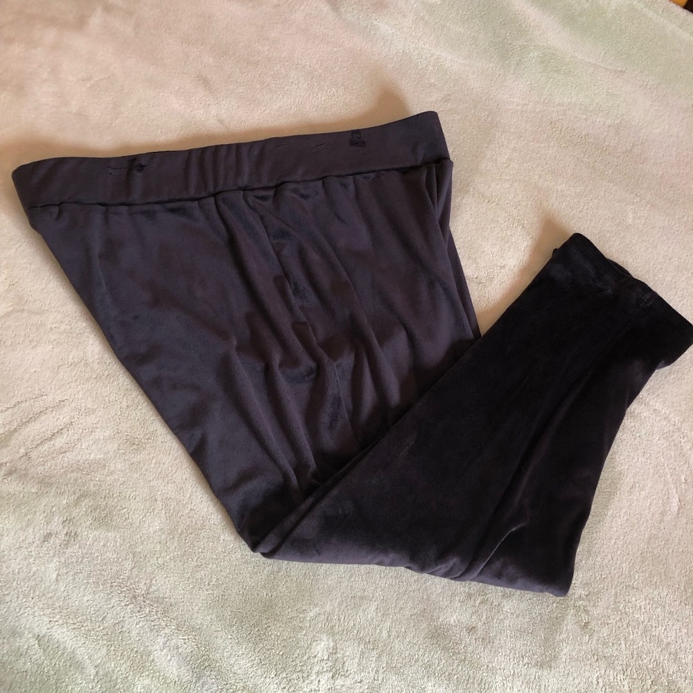Ruby Rd pants velvet stretch black soft pull on high elastic waistband - Picture 2 of 7
